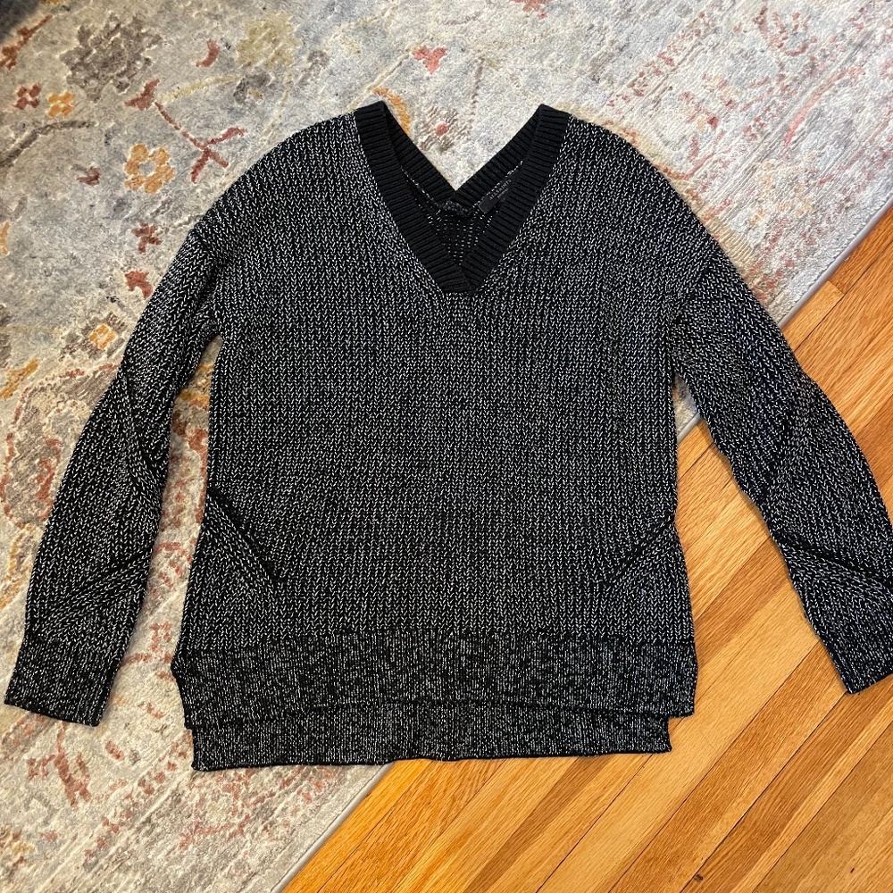 All Saints Quinta Shine Sweater In Black/ Silver